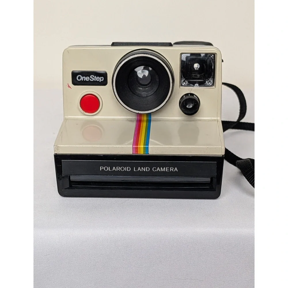 Polaroid OneStep Land Camera White Black Rainbow SX-70 Retro Vintage 70s WORKING
